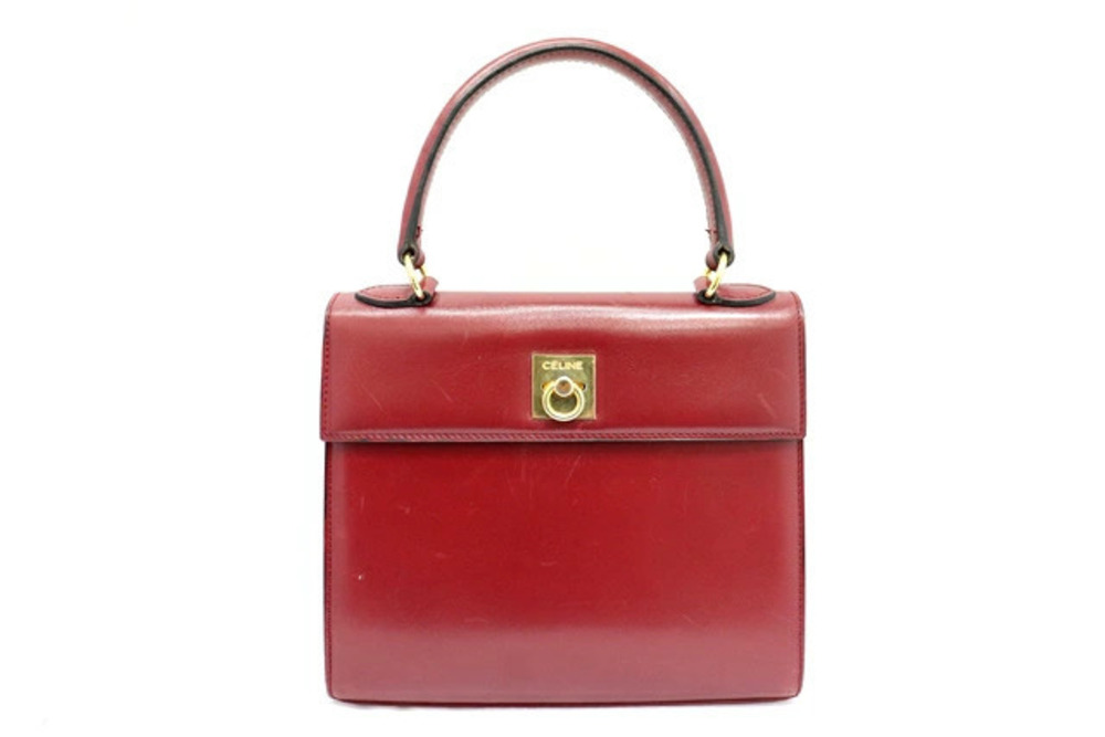 Celine handbag calfskin Burgundy Red